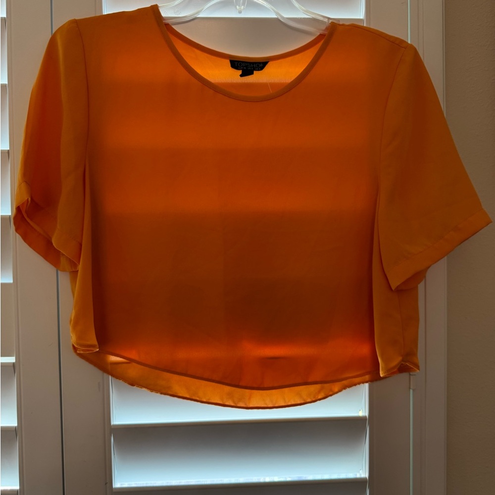 Top Shop Mustard Yellow Crop Top Short Sleeve Size 4